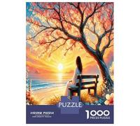 Lady Sunset Tree 1000 Pezzi Set Puzzle Serene Sunset Peace Puzzle Cartone Premium - Anziani Appassionati, Allenamento Concentrazione, Regalo Inaugurazione E Tempo Libero Indoor 70x50cm/1000pcs