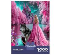 Lady Wolf Pink Castle 1000 Pezzi Puzzle Classico Fairy Tale Fantasy Vibe Bundle Puzzle Cartone Robusto - DIY Divertimento Famiglia, Bella Decorazione, Regalo Compleanno Perfetto Per Bambini 52x38cm/10