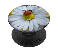 Ladybug Beetle Ladybird Orange Ladybeetle Daisy Flower PopSockets PopGrip Adesivo