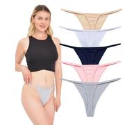 LadyMelex, Confezione da 5 Slip Sexy in Cotone da Donna, Grigi, Taglia M