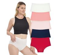 LadyMelex, Culotte Taille Haute en Coton pour Femme, Lot de 5, pour Un Use quotidien, Rose, Bleu Marine, Saumon, Bordeaux, Écru, M