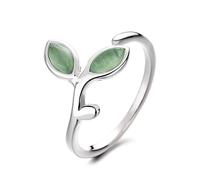 Lady's Green Olive Leaf Ring, Adjustable Opening Plant Ring, Unique Jewelry and Charming Accessory for Parties
