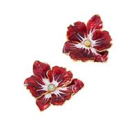 Lady's Red Flower Earrings, Bold and Drape-like Drop Earrings,Unique Jewelry and Charming Accessories for Parties