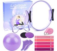 LADYSONS Set di anelli da pilates - Pilates Essential Kit con 32 cm Magic Circle, Pilates Ball, Pilates Bänder, Sliding Disks & Training Poster ecc., Attrezzature per il fitness per la casa, accessori