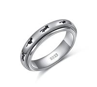 Ladytree Spinner Fidget Anello in argento Sterling per pollice da donna anello ansia placcato platino preoccupazione sollievo dallo stress Basta respirare noia ADHD autismo anelli Boho gioielli regalo
