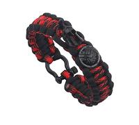 LAECCO Bracciale in Pelle Bracciale in Pelle da Uomo Vintage Creativo Paracord Spartano Salvavita Paracord a Sette Core Fibbia ad Arco personalità Moda