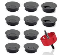 laeeyin Confezione da 10 passacavi passacavo da scrivania con Sega a Tazza 60 mm passacavo da scrivania passacavo Rotondo per Piani di Lavoro da Ufficio Nero