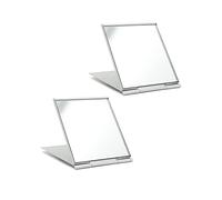 laeeyin Specchio da viaggio tascabile, piccolo specchio cosmetico, pieghevole, ultra sottile e durevole, adatto per viaggi, ufficio, rasatura, campeggio e trucco (2 pezzi, 6 x 7 cm)