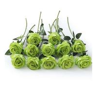 Laelfe 12 Pcs Rose Finte per Decorazioni, Bouquet Fiori Finti di Rosa con Steli Lunghi, Rose Artificiale per St. Patrick's Day Composizioni di Nozze Casa Giardino Partito Decorazioni Floreali (Verde)