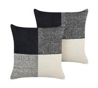 LAELIA Set di 2 cuscini Patchwork Nero 45 x 45 cm Cotone