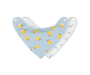 LÄSSIG Bavaglino sciarpa triangolare 2 pezzi. Bottone a pressione reversibile in cotone biologico/Baby Bandana Happy Fruits Lemon
