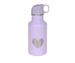 LÄSSIG Bottiglia per bambini in acciaio inox senza BPA 500ml per l'asilo, a prova di perdite, con tappo per lo sport/Bottle Stainless Steel Little Gang Heart lilac