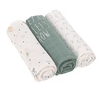 LÄSSIG Coperta Puck per neonati Panno di garza Set di 3 pezzi in cotone 80 x 80 cm/Heavenly soft Swaddle L Garden Explorer Tractor