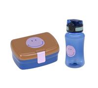 LÄSSIG Set di pranzo e biberon - Set da pranzo con cestino e biberon (460 ml)/Lunch Set Little Gang Smile caramel/blue