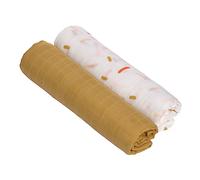 LÄSSIG Panno per ruttini per neonati in mussola set di 2 pezzi in cotone 120 x 120 cm/Heavenly soft Swaddle XL Little Mateys spicy orange