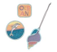 Lässig Set di ciondoli e toppe (3 pezzi) con chiusura a scatto/School Patches Set Dolphin Ocean Edition
