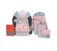 LÄSSIG Set di 7 zaini scuola per bambini/School Set Flexy Unique, Rose/Blue/Black