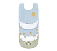 LÄSSIG Set di bavaglini per bambini (5 pezzi) con chiusura a strappo in cotone impermeabile/Value Pack Bib Happy Fruits Lemon