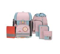 LÄSSIG Set zaino scuola 7 pezzi, Boxy Unique rose/blue/black