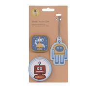 LÄSSIG Set di ciondoli e toppe (3 pezzi) con chiusura a scatto/School Patches Set Robot