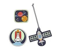 Lässig Set di ciondoli e toppe (3 pezzi) con chiusura a scatto/School Patches Set Space