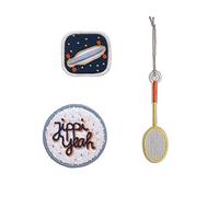 LÄSSIG Set di ciondoli e toppe (3 pezzi) con chiusura a scatto/School Patches Set Sport