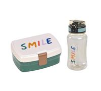 LÄSSIG Set di pranzo e biberon - Set da pranzo con cestino e biberon (460 ml)/Lunch Set Little Gang Smile milky/ocean green