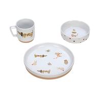 LÄSSIG Set di stoviglie per bambini Piatto Ciotola Tazza Porcellana Antiscivolo/Dish Set Porcelain/Silicone Little Mateys spicy orange