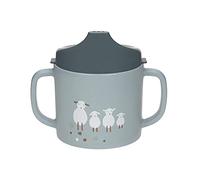 LÄSSIG Tazza in Polipropilene (PP) per bambini con manico e coperchio rimovibile 150 ml/Sippy Cup PP/Cellulose Tiny Farmer Sheep/Goose nature