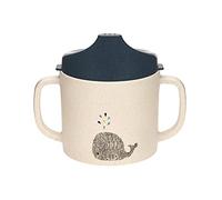 LÄSSIG Tazza per bambini con manico e coperchio rimovibile 150 ml/Sippy Cup PP/Cellulose Tiny Farmer Sheep/Goose blue