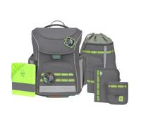 LÄSSIG Unique Slim Set zaino scolastico 7 pezzi per la scuola primaria, antracite