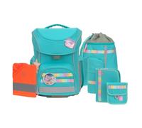 LÄSSIG Unique Slim Set zaino scolastico 7 pezzi per la scuola primaria, turchese