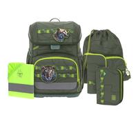 Lässig zaino della scuola copertura antipioggia Light Unique School Set 7 -pezzi Jungle Green verde scuro