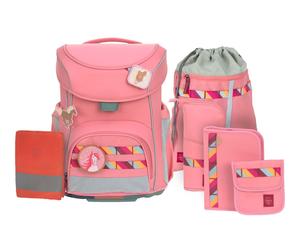 Lässig zaino della scuola Unique School Set Slim 7-teilig Pink