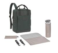 LÄSSIG Zaino fasciatoio Borsa fasciatoio Zaino con fasciatoio, attacco per carrozzina, portabiberon Prodotto in modo sostenibile/GRE Vividal Backpack dark olive