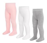 LAETBBE Collant per bambini, in cotone, per bambini, collant per bambini, calze calde, leggings per ragazze, 6 mesi-6 anni., #3 rosa, bianco, grigio, 4-6 Jahre