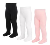 LAETBBE Collant per bambini, in cotone, per bambini, collant per bambini, calze calde, leggings per ragazze, 6 mesi-6 anni., #2 nero, bianco, rosa, 4-6 Jahre