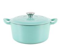 Lätt Home Cocotte in Ghisa Smaltata Verde Menta. Forno Olandese Pentola Rotonda Antiaderente 23x11 CM - 4 L. Casseruola Pentola in Ferro per Induzione, Vetroceramica e Forno