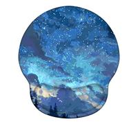 Laewaele Tappetino Mouse Ergonomico con Poggiapolsi, Cuscino in Gel Schiuma a Memoria & Base Antiscivolo, Lavabile Tappetino per Mouse, per Ufficio, Gaming, PC, 251x226mm, Blu Cielo Stellato X#1578