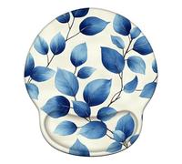 Laewaele Tappetino Mouse Ergonomico con Poggiapolsi, Cuscino in Gel Schiuma a Memoria & Base Antiscivolo, Lavabile Tappetino per Mouse, per Ufficio, Gaming, PC, 251x226mm, Blu Foglia X#1995