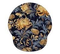 Laewaele Tappetino Mouse Ergonomico con Poggiapolsi, Cuscino in Gel Schiuma a Memoria & Base Antiscivolo, Lavabile Tappetino per Mouse, per Ufficio, Gaming, PC, 251x226mm, Blu Navy Crisantemo X#1729