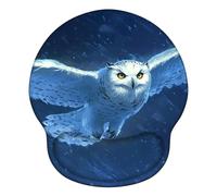 Laewaele Tappetino Mouse Ergonomico con Poggiapolsi, Cuscino in Gel Schiuma a Memoria & Base Antiscivolo, Lavabile Tappetino per Mouse, per Ufficio, Gaming, PC, 251x226mm, Blu Gufo X#538