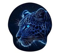 Laewaele Tappetino Mouse Ergonomico con Poggiapolsi, Cuscino in Gel Schiuma a Memoria & Base Antiscivolo, Lavabile Tappetino per Mouse, per Ufficio, Gaming, PC, 251x226mm, Blu Navy Leopardo X#1370