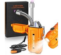 Lafagiet Accendino elettrico ricaricabile USB C con display a batteria a LED e torcia, impermeabile, antivento, flessibile a 360°, per candele, campeggio, attività all'aperto