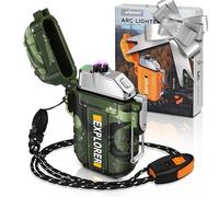 Lafagiet - Accendino USB ricaricabile, impermeabile, doppio arco, per campeggio, escursionismo, kit di sopravvivenza all’aperto, F13-Cmouflage