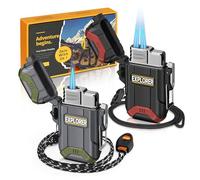 Lafagiet Confezione da 2 accendini per esterni, antivento, fiamma singola e doppia, impermeabili, per campeggio, pesca, emergenza (senza gas)