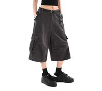 Lafaguw Jeans ritagliati per donne uomini a vita alta gamba larga Jorts larghi Y2K casual cargo pantaloncini vestiti estivi, Nero 2, X-Large Corto