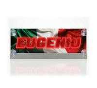 LaFarfallaDiLegno Tabella Luminosa LED per Camion Personalizzata con Nome e Logo a Colori | SCRITTA LED Cabina Truck, Telecomando e USB 12V/24V | Spessore 8mm, Scegli la Misura (Stampa a Colori)