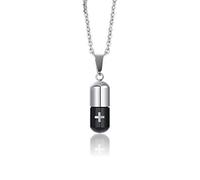 LAFATINA Medical Alert ID Pill Capsule Uomo Donna Box Holder Medical Alert Pill Tube Ciondolo Collana per Ragazzi Ragazze Collana Cards Acciaio Inossidabile