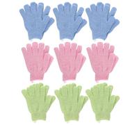 Lafefe 18 guanti esfolianti da bagno e corpo, guanti da doccia in bambù, per rimuovere i peli incarniti e la pelle morta, per doccia, spa, massaggi e morte (blu, verde, rosa)